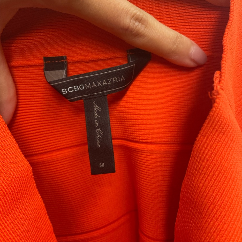 Orange spandex stretch midi skirt